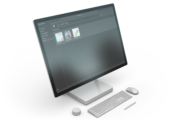 a computer monitor and keyboard