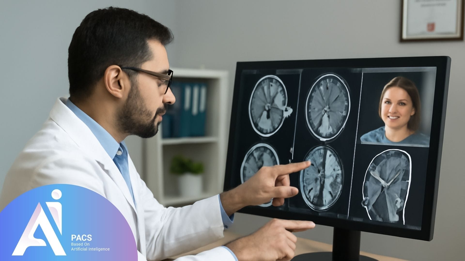 A radiologist conducts an online MRI consultation